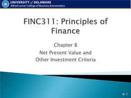 Chapter 8 Net Present Value and Other Investment Criteria