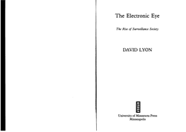 The Electronic Eye DAVID LYON