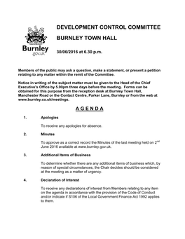 Development Control Committee Burnley Town Hall