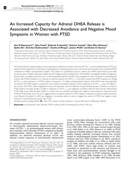 An Increased Capacity for Adrenal DHEA Release Is Associated with Decreased Avoidance and Negative Mood Symptoms in Women with PTSD