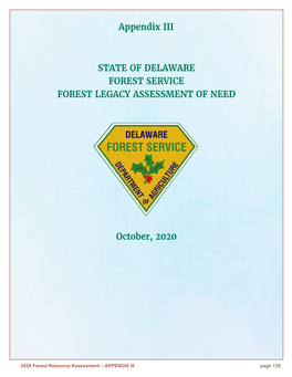 Appendix III STATE of DELAWARE FOREST SERVICE FOREST