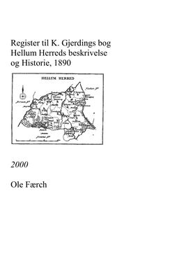 Register Til K. Gjerdings Bog Hellum Herreds Beskrivelse Og Historie, 1890 2000 Ole Færch