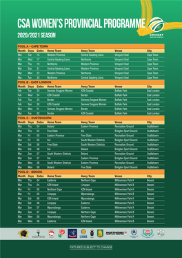 Csa Women's Provincial Programme