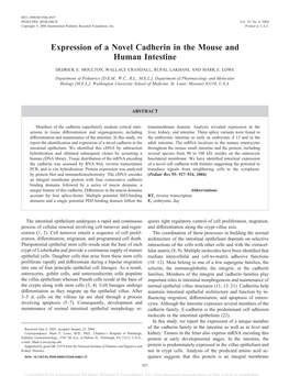 Expression of a Novel Cadherin in the Mouse and Human Intestine