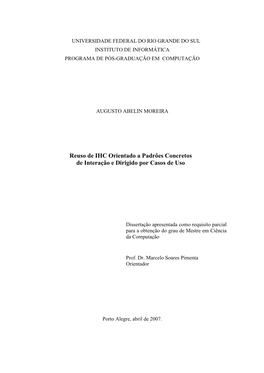 Reuso De IHC Orientado a Padrões Concretos De Interação E Dirigido Por Casos De Uso