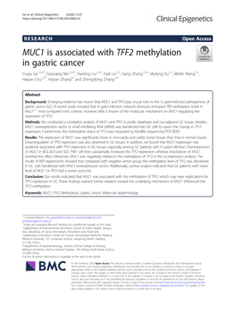 MUC1 Is Associated with TFF2 Methylation in Gastric Cancer