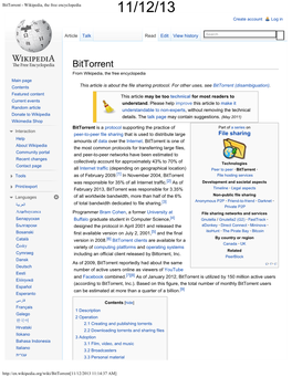 Bittorrent - Wikipedia, the Free Encyclopedia 11/12/13 Create Account Log In