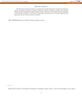 Riemann Normal Coordinates, Fermi Reference System and the Geodesic