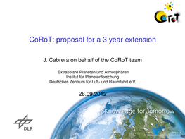 Corot: Proposal for a 3 Year Extension