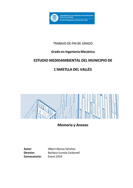 Estudio Medioambiental Del Municipio De L'ametlla Del