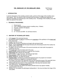 The Radiology of the Maxillary Sinus
