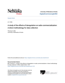 A Study of the Effects of Deregulation on Radio Commercialization: a Direct Methodology for Data Collection