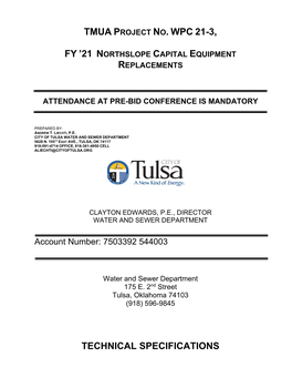 Tmua Project No. Wpc 21-3, Fy '21 N Technical Specifications