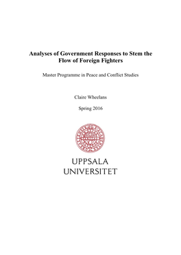 Analyses of Government Responses to Stem the Flow of Foreign Fighters