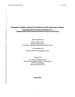 Population Viability Analysis for the Mexican Wolf (Canis Lupus Baileyi)