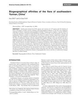 Biogeographical Affinities of the Flora of Southeastern Yunnan, China1