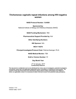 Trichomonas Vaginalis Repeat Infections Among HIV-Negative Women