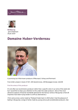 Domaine Huber-Verdereau by Jancis Robinson