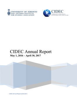 CIDEC Annual Report May 1, 2016 – April 30, 2017