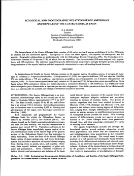 Cidnegas Basin Lies Within the Chihuahuan Desert, As Pattern of Differentiation Reveals Two Aspects of Aquatic Defined by Morafka (1977), and Schmidt (1979)