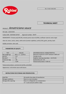 PRODUCT: Amatriciana Sauce