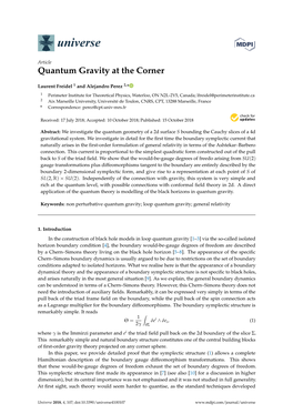 Quantum Gravity at the Corner