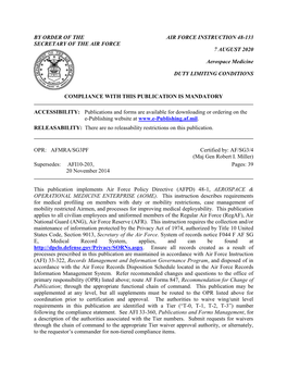 Duty Limiting Conditions