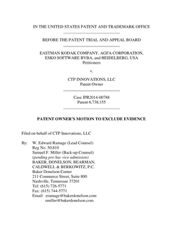 Before the Patent Trial and Appeal Board ______