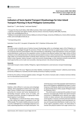 Indicators of Socio-Spatial Transport Disadvantage for Inter-Island Transport Planning in Rural Philippine Communities