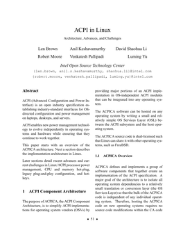 ACPI in Linux Architecture, Advances, and Challenges