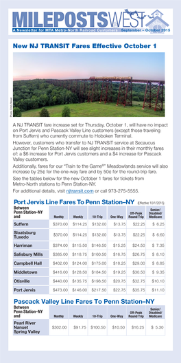 MILEPOSTSWEST a Newsletter for MTA Metro-North Railroad Customers September – October 2015