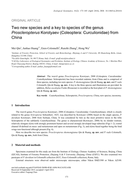 Two New Species and a Key to Species of the Genus Proscleropterus Korotyaev (Coleoptera: Curculionidae) from China