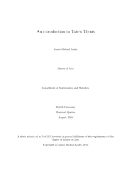 An Introduction to Tate's Thesis