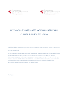 Luxembourg's Integrated National Energy and Climate Plan for 2021