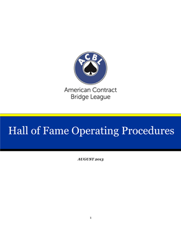 Hall of Fame Operating Procedures