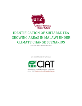 Identification of Suitable Tea Growing Areas in Malawi Under Climate Change Scenarios Cali, Colombia; November 2017