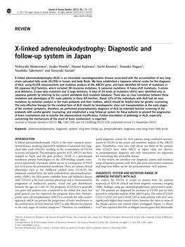 X-Linked Adrenoleukodystrophy: Diagnostic and Follow-Up System in Japan