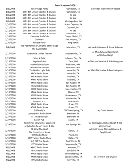 Tour Schedule 2008