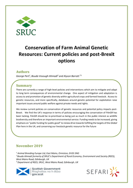 Conservation of Farm Animal Genetic Resources: Current Policies and Post-Brexit Options