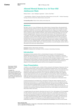 Altered Mental Status in a 16-Year-Old Adolescent Male