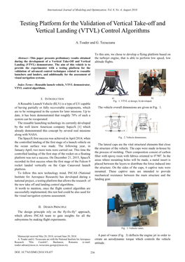 Testing Platform for the Validation of Vertical Take-Off and Vertical Landing (VTVL) Control Algorithms