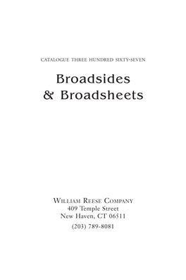 Broadsides & Broadsheets