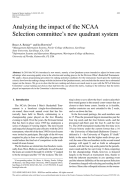 Analyzing the Impact of the NCAA Selection Committee's New