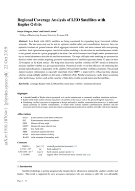 Regional Coverage Analysis of LEO Satellites with Kepler Orbits