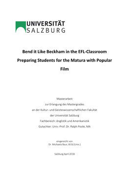 Bend It Like Beckham in the EFL-Classroom Preparing Students for the Matura with Popular Film