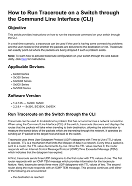 How to Run Traceroute on a Switch Through the Command Line Interface (CLI)