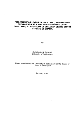 Tettegah, Christine A. N. (2012) 'Streetism' Or Living in the Street, an Emerging Phenomenon As a Way of Life in Developing Coun