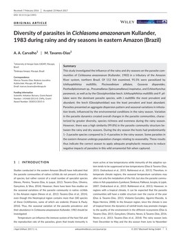 Diversity of Parasites in Cichlasoma Amazonarum Kullander, 1983 During Rainy and Dry Seasons in Eastern Amazon (Brazil)