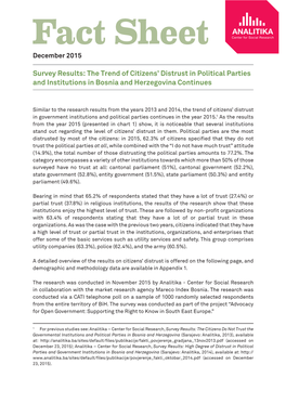 Survey Results: the Trend of Citizens' Distrust in Political Parties And