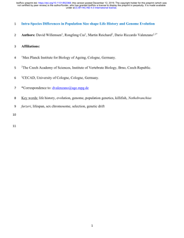 Intra-Species Differences in Population Size Shape Life History and Genome Evolution